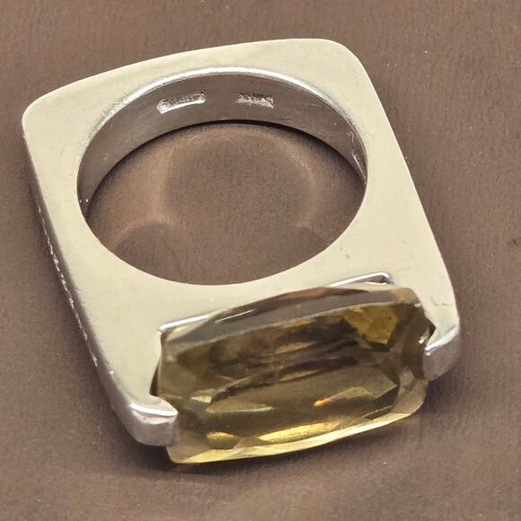 Pianegonda Sterling Silver Citrine Statement Cocktail Ring, Sz 6.5 with Box - Picture 1 of 16